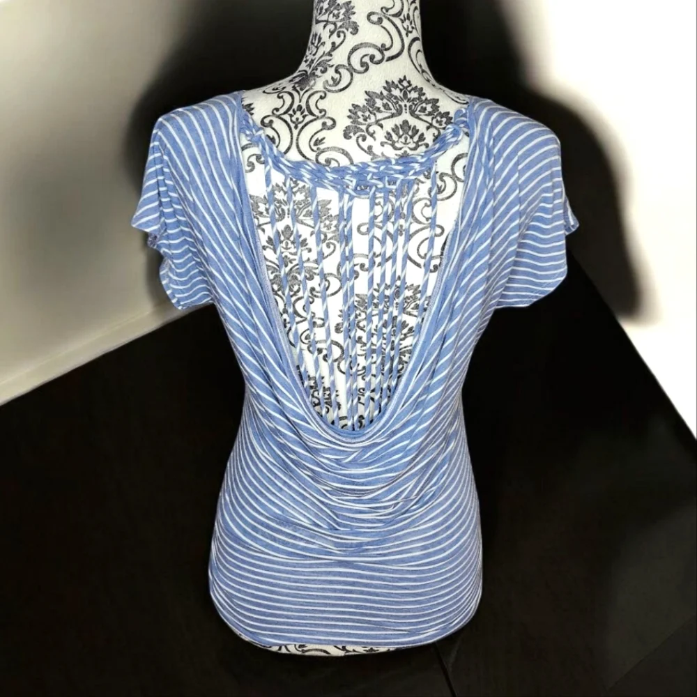 FOXY Stripped T-Shirt With Open Back- XSmall - Picture 4 of 6